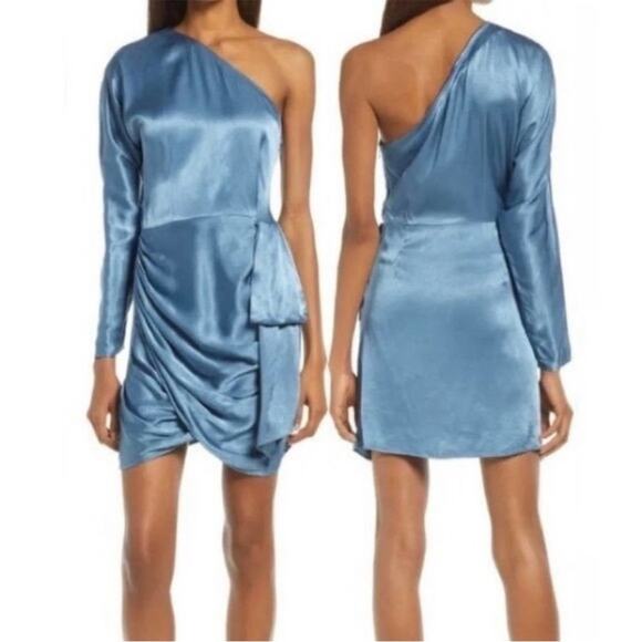 NWT Elliatt Saronic One-Shoulder Dress Blue Size Large - Picture 2 of 13